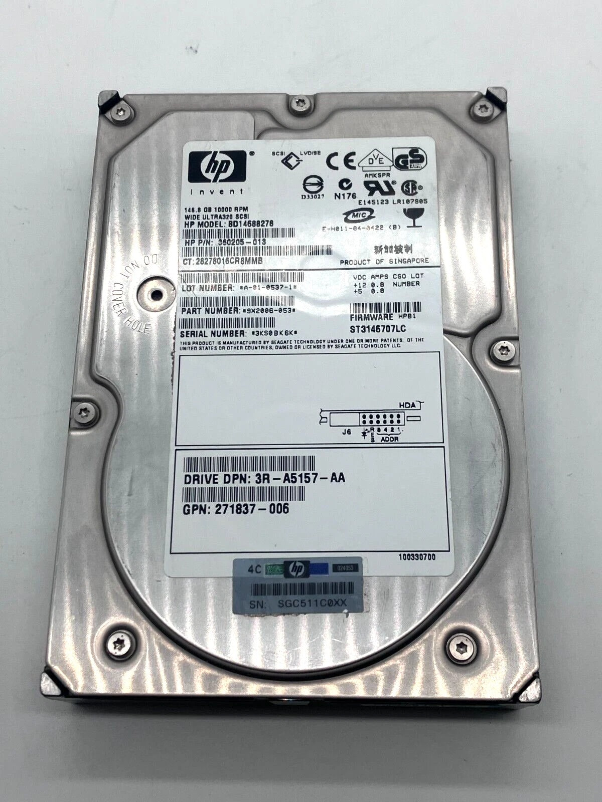 Disco Duro HP 146GB SCSI U320 10K 80-Pin (360205-013 / BD14688278)