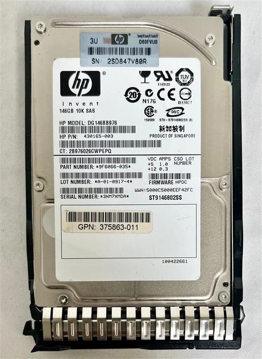 Disco Duro HP 146GB SAS 10K RPM 2.5" (430165-003 / DG146BB976)
